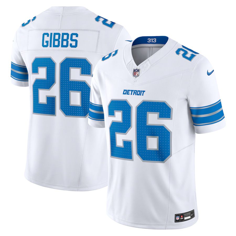 Men Detroit Lions #26 Jahmyr Gibbs Nike White Vapor F.U.S.E. Limited NFL Jersey->detroit lions->NFL Jersey